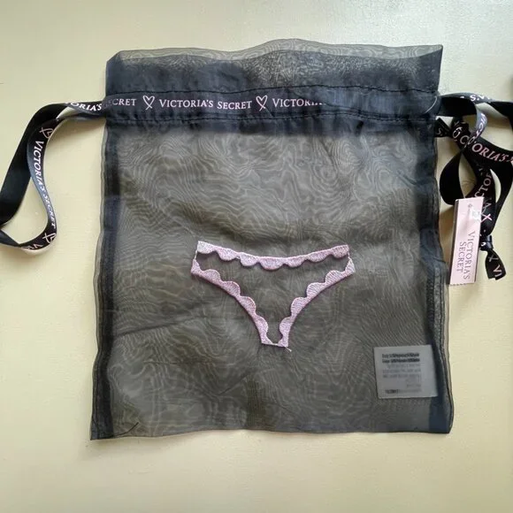 New Victoria's Secret Lingerie Bags Set of 2 Storage Travel Sheer Black Pink NWT - Picture 4 of 4